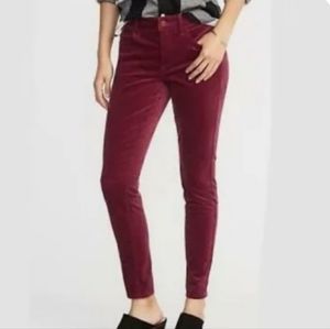 Old Navy Red Velvet Rockstar Mid Rise Super Skinny Pants in Garnet Size 18 EUC